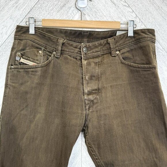 Diesel Jeans Mens Size 34x32 Darron Regular Slim Tapered Brown Denim Button Fly - Picture 2 of 8